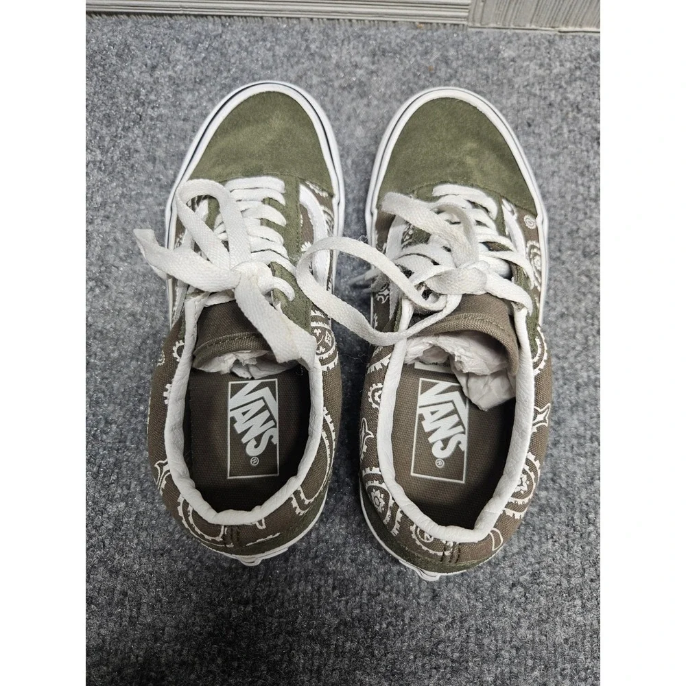 Vans Old Skool Boys 6Y Green White Suede Skate Sneaker Lace‎ Up Retro Shoes